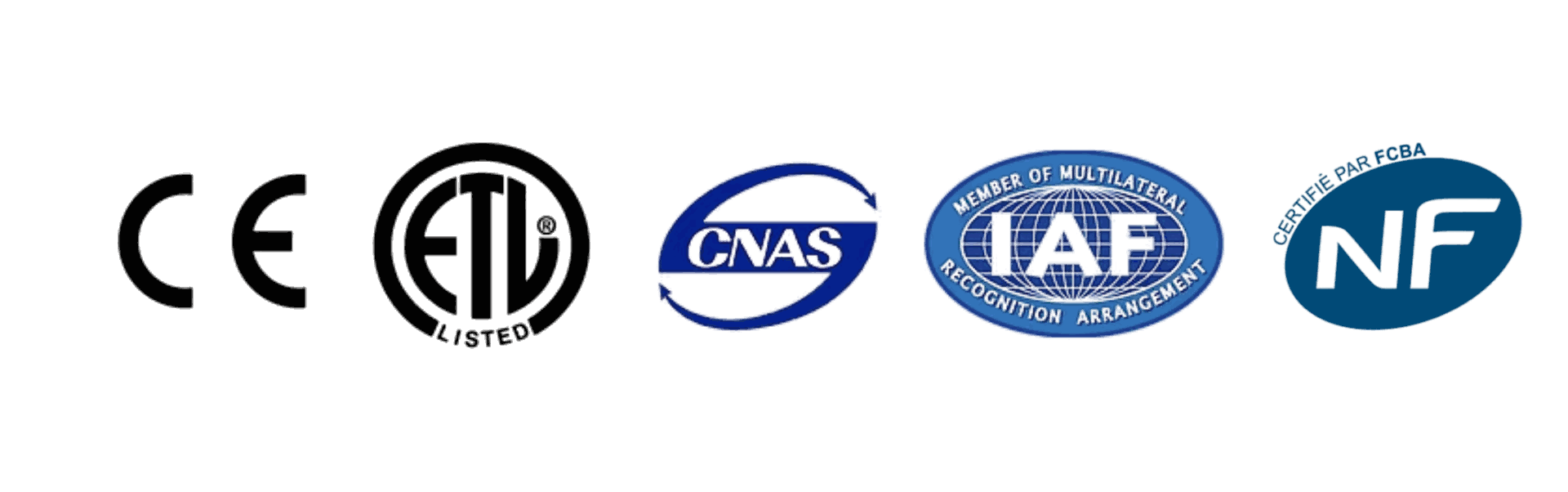 Certificats CE ETL CNAS IAF NF